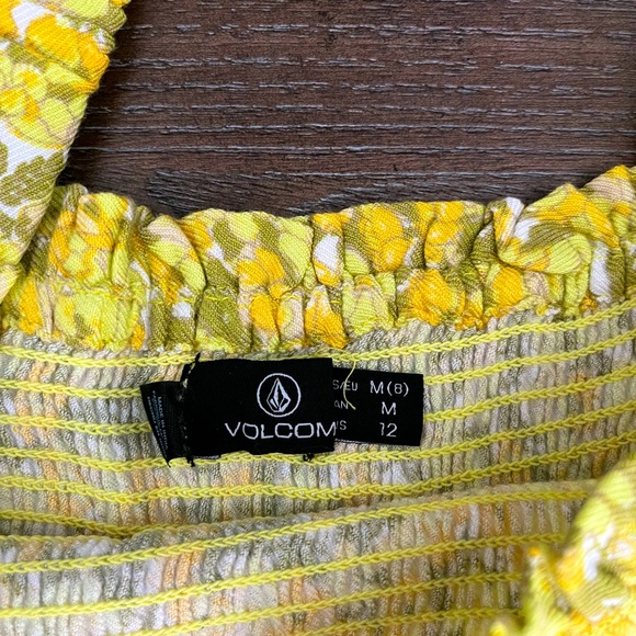 Volcom Smocked Cropped Tank - Lime/Floral - Picture 4 of 4